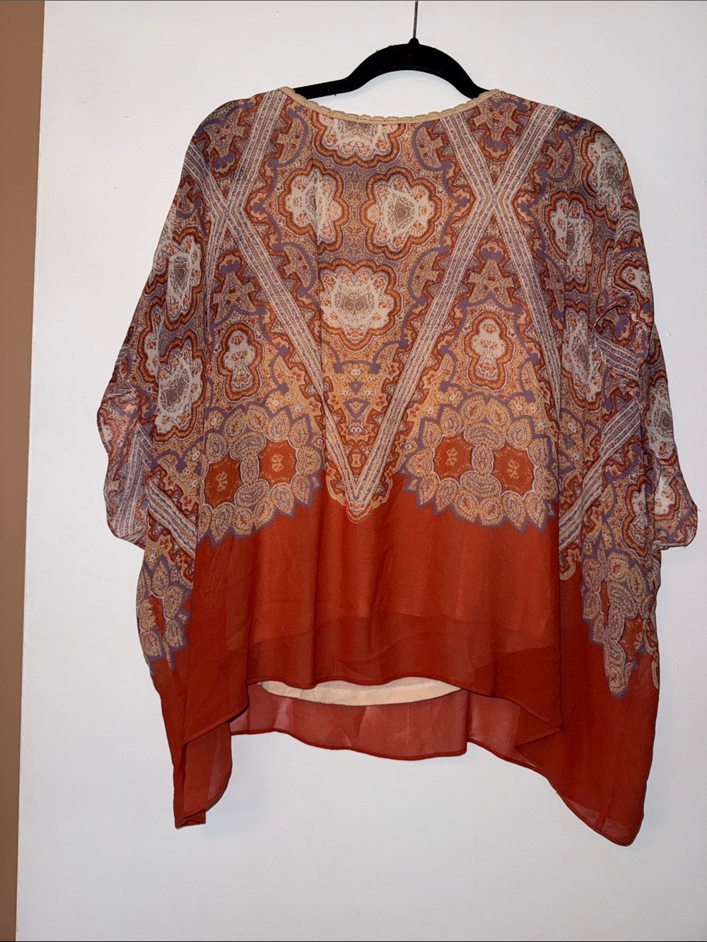 Maeve Boho V-Neck Paisley Tunic Top in Rust - Picture 5 of 6